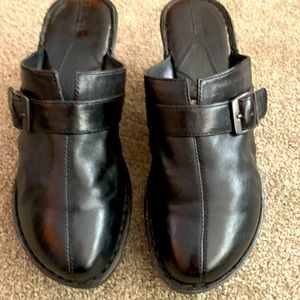 Black Born Leather Mules, size 9.